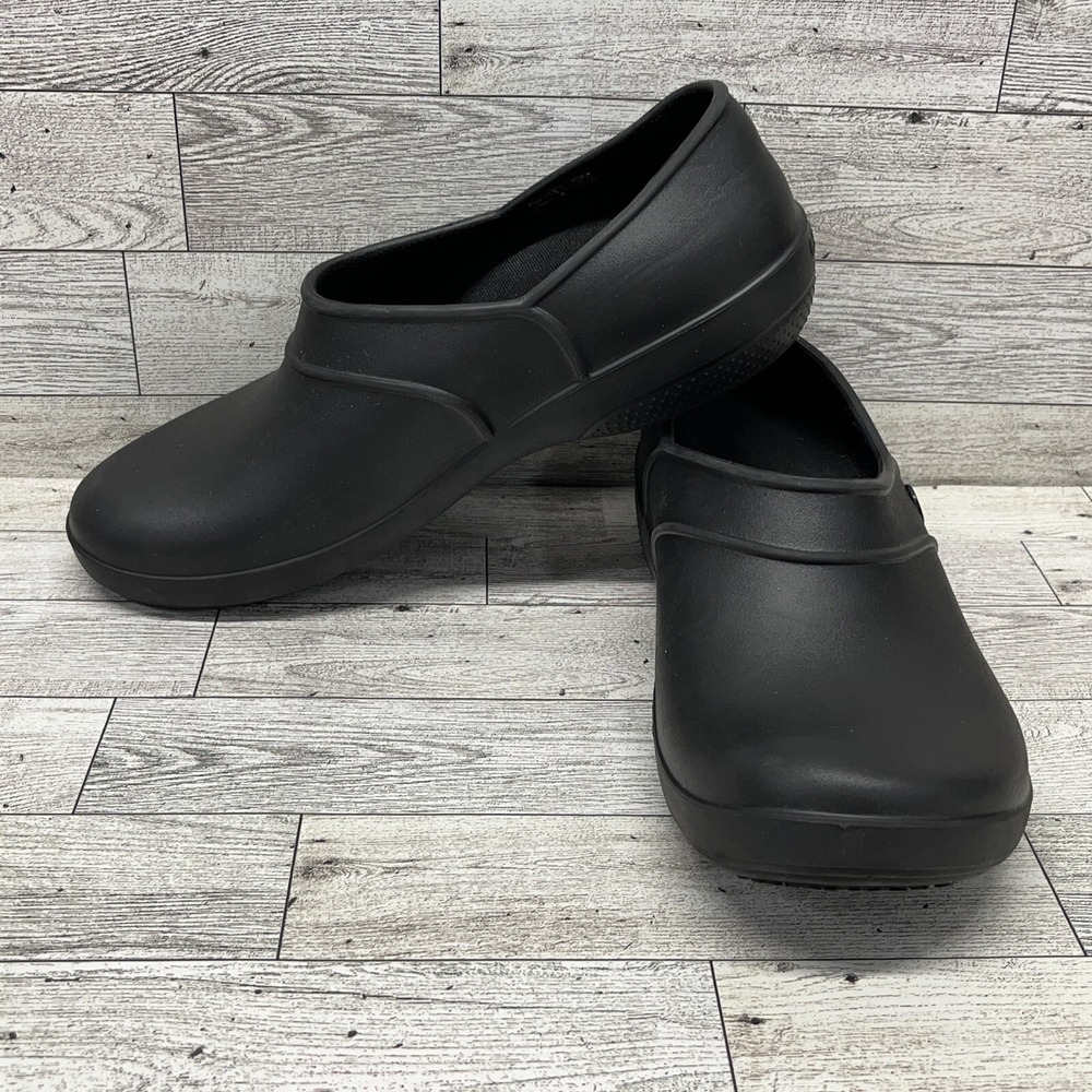 Crocs Neria‎ Black Work Clogs Shoes 11773 Slip Resistant Women Size 10